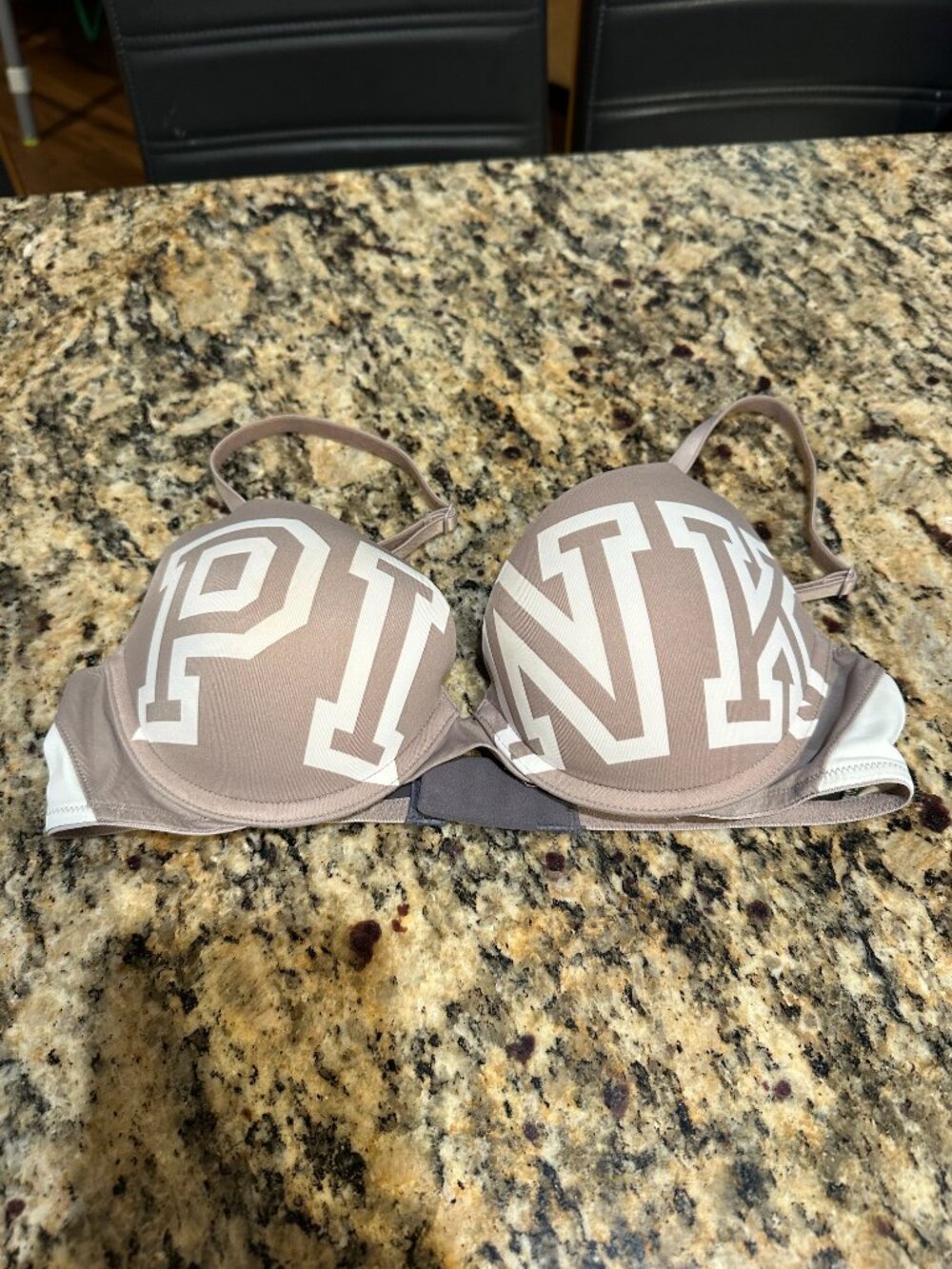 Victoria’s Secret PINK Wear Everywhere™ Push-Up Bra in a taupe/beige color with - Picture 2 of 2